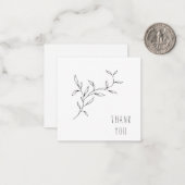 シンプルラインアートの葉Thank You Monogram 空白の ノートカード (正面/裏面インサイチュ)
