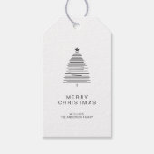 シンプルラインアートメリークリスマスツリー ギフトタグ (正面)