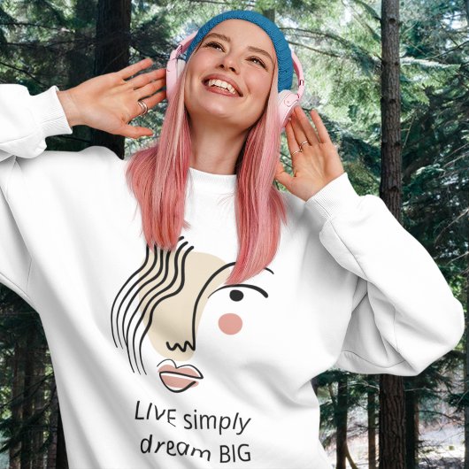 シンプルラインアート顔ライブシンプルドリームビッグ引用文 Tシャツ