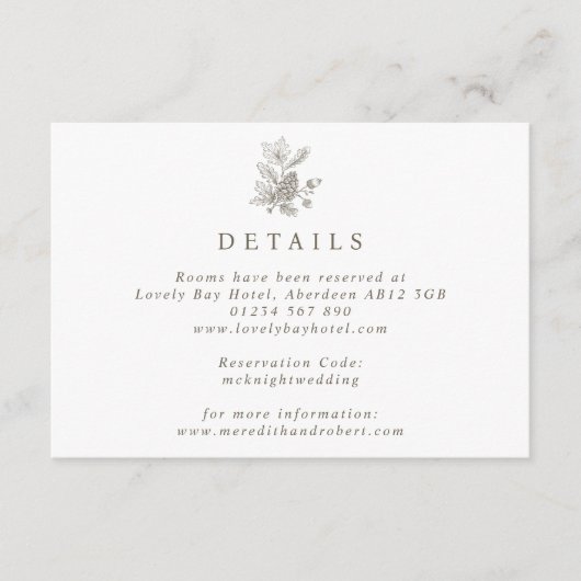 シンプルラインア描コーン&ピネコン秋の結婚式 エンクロージャーカード (正面)