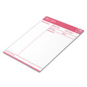 シンプルラインレスピンクレシピページ ノートパッド (アングル)