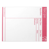 シンプルラインレスピンクレシピページ ノートパッド (正面)