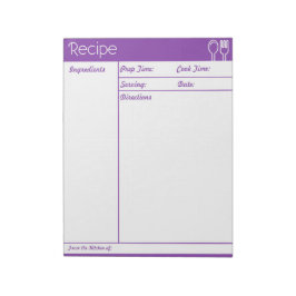 シンプルラインレス紫レシピ ノートパッド