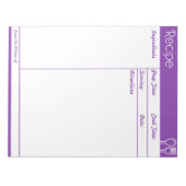 シンプルラインレス紫レシピ ノートパッド (正面)