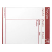 シンプルラインレス赤レシピ ノートパッド (正面)