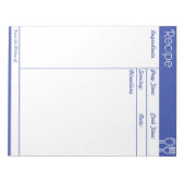 シンプルラインレス青レシピ ノートパッド (正面)