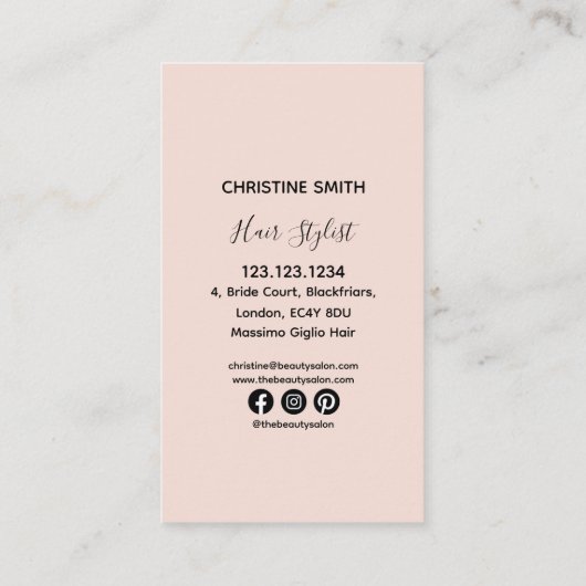 シンプルライン描ピンク赤面フローラデイジー美しい 名刺 (裏面)