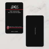 シンプルライン石ジュエリー- Rhinestone Rubyロゴ 名刺 (正面/裏面)