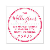 シンプルラウンドスクリプトファミリ名と差出人住所 セルフインキングスタンプ (デザイン)