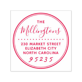 シンプルラウンドスクリプトファミリ名と差出人住所 セルフインキングスタンプ