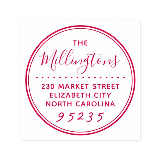 シンプルラウンドスクリプトファミリ名と差出人住所 セルフインキングスタンプ (デザイン)