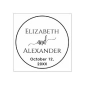 シンプルラウンドフレーム新郎新婦の名前結婚日付 ラバースタンプ (インプリント)