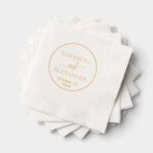 シンプルラウンドフレーム新郎新婦の名前結婚日付 箔ナプキン (インサイチュ (積み重ね))