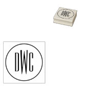 シンプルラウンドフレーム3イニシャルレター モノグラム #8 ラバースタンプ (押印)