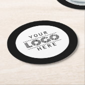 シンプルラウンドブラックカスタムビジネスロゴブランド ラウンドペーパーコースター (アングル)