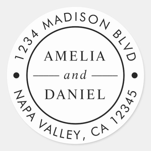 シンプルラウンド差出人住所 ラウンドシール (正面)