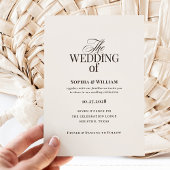 シンプルラグジュアリーアイボリーとブラウン | ニュートラルな結婚式 招待状