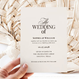 シンプルラグジュアリーアイボリーとブラウン | ニュートラルな結婚式 招待状