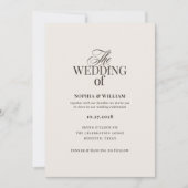 シンプルラグジュアリーアイボリーとブラウン | ニュートラルな結婚式 招待状 (正面)