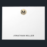 シンプルラグジュアリーモノグラム11 x 8.5 ノートパッド<br><div class="desc">クラシックブロックタイポグラフィとブラシ付きモノグラムの金ゴールドメダリオンモノグラムを搭載したメモ帳でステーショナリーゲームを高めシンプル。メモ帳には、お客様のカスタム名前や選択した文字などカスタムの文字用の宇宙が含まれており、個人やプロフェッショナルでの使用に最適です。メモ、アイディア、およびアラームをスタイルで書き留めるために使用する。友人や家族素晴らしや同僚への贈り物にもなる。</div>