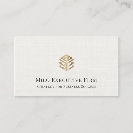 シンプルラグジュアリーロゴプレミアムリネン 名刺 (正面)