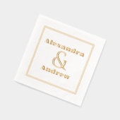 シンプルラグジュアリー結婚ズ婚約カップル名 箔ナプキン (左)