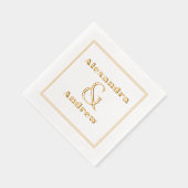 シンプルラグジュアリー結婚ズ婚約カップル名 箔ナプキン (右)