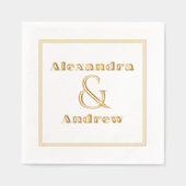 シンプルラグジュアリー結婚ズ婚約カップル名 箔ナプキン (正面)