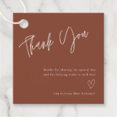 シンプルラストブライダルシャワーサンキューメッセージカード フェイバータグ (正面)