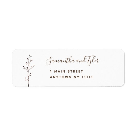 シンプルラストブランチモダン差出人住所ラベル ラベル (正面)