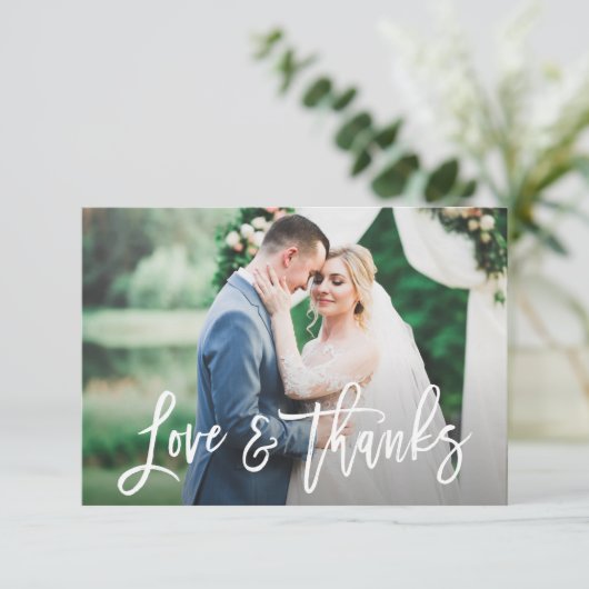 シンプルラス感謝していクユーの結婚写真カード サンキューカード (スタンド正面)