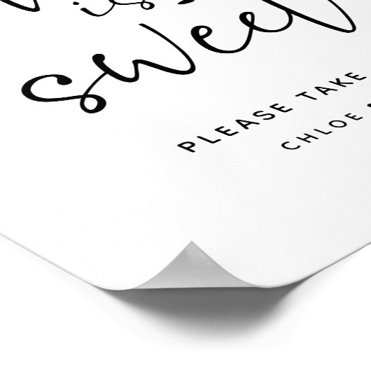 シンプルラブイズスウィート結婚式の引き出物サイン ポスター (角)