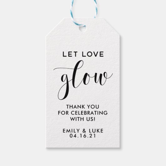 シンプルラブグロー結婚のキャンドル ギフトタグ (正面)