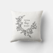 シンプルラブスクリプトボタニカルリース花嫁 クッション (裏面)