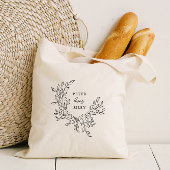シンプルラブスクリプトボタニカルリース花嫁 トートバッグ
