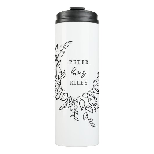 シンプルラブスクリプト植物性リースカップルギフト タンブラー (正面)