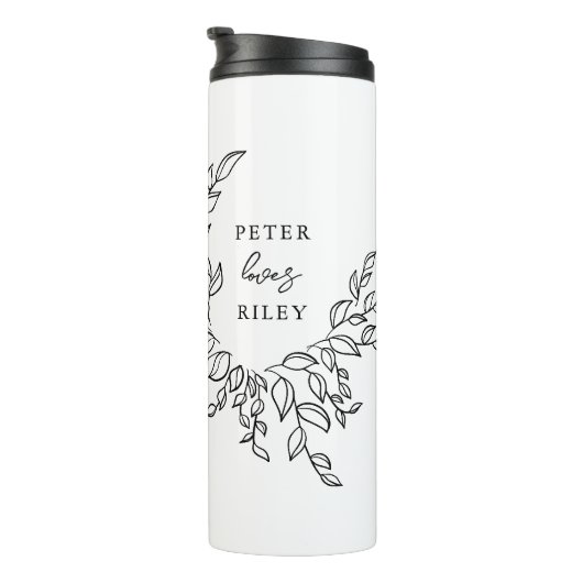 シンプルラブスクリプト植物性リースカップル写真 タンブラー (回転右)