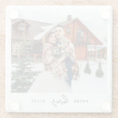 シンプルラブスクリプト パーソナライズ カップル フォト ガラスコースター (裏面)