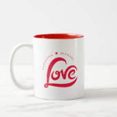 シンプルラブハートバレンタインデー ツートーンマグカップ (左)