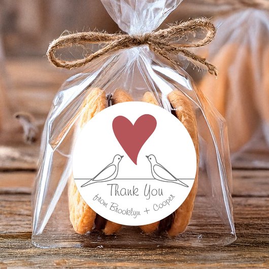 シンプルラブバモダンードズ赤いハートありがとう ラウンドシール