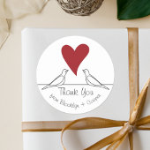 シンプルラブバモダンードズ赤いハートありがとう ラウンドシール