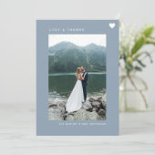 シンプルラブフォトコラージュダスティブルー サンキューカード (スタンド正面)