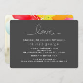 シンプルラブループハートモダン婚約パーティ 招待状 (正面/裏面)