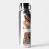 シンプルラブ祖母カスタム日付4写真 ウォーターボトル (背面)