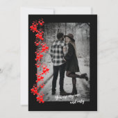 シンプルラブ赤いハートフォトホリデーカード セーブザデート (正面)