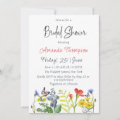 シンプルラブ開花ワイルドフラワーフローラブライダルシャワー 招待状 (正面)