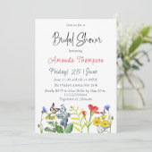 シンプルラブ開花ワイルドフラワーフローラブライダルシャワー 招待状 (スタンド正面)
