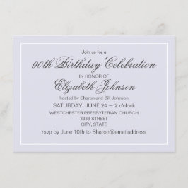 シンプルラベエレガントンダーとホワイト90誕生日 招待状