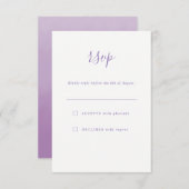 シンプルラベエレガントンダーパープルウェディングRSVP 出欠カード (正面/裏面)