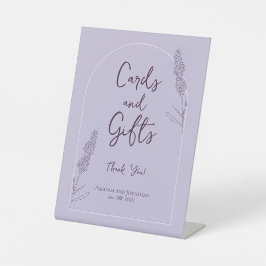 シンプルラベエレガントンダー開花ウェディングカードギフト 台座サイン (正面)